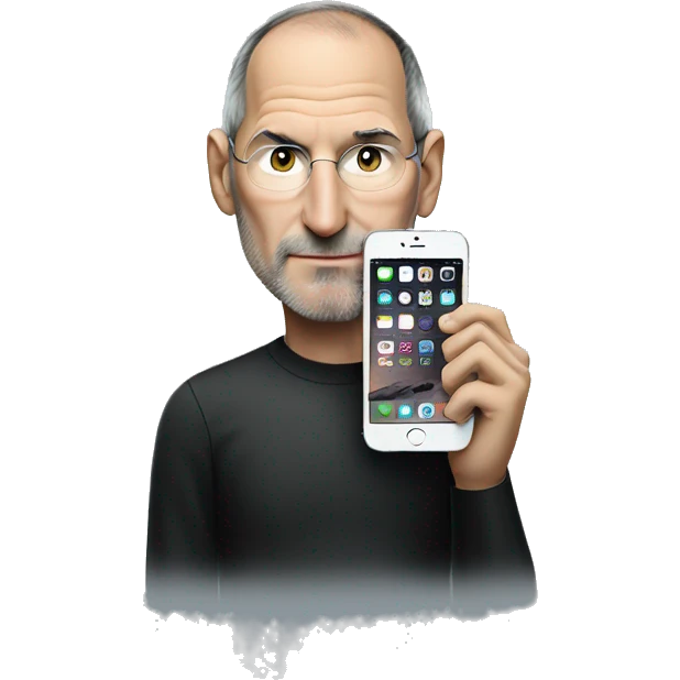Steve jobs with an iphone in his hands emoji