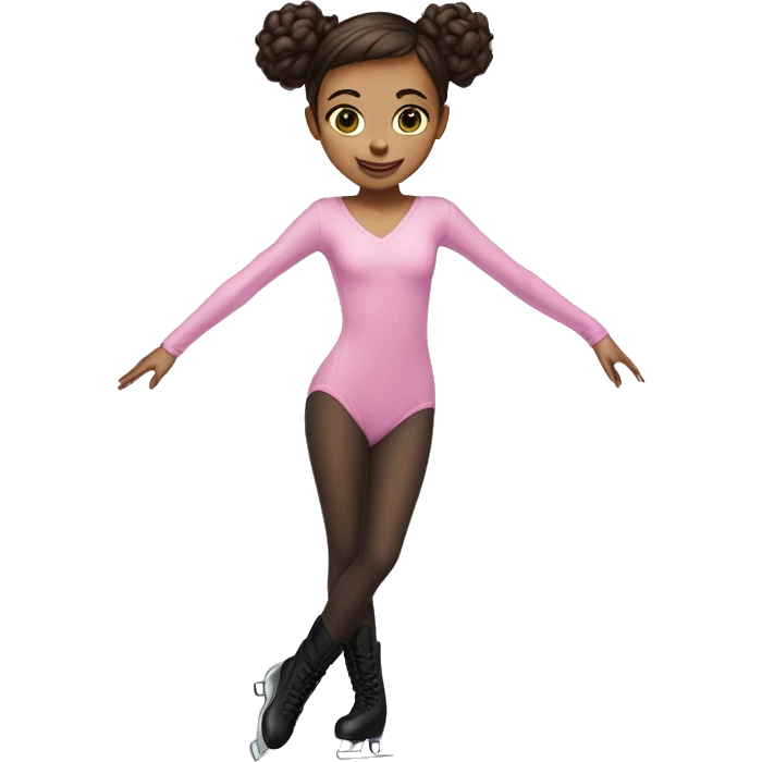 brunette ice skating pink long sleeve bodysuit full body emoji