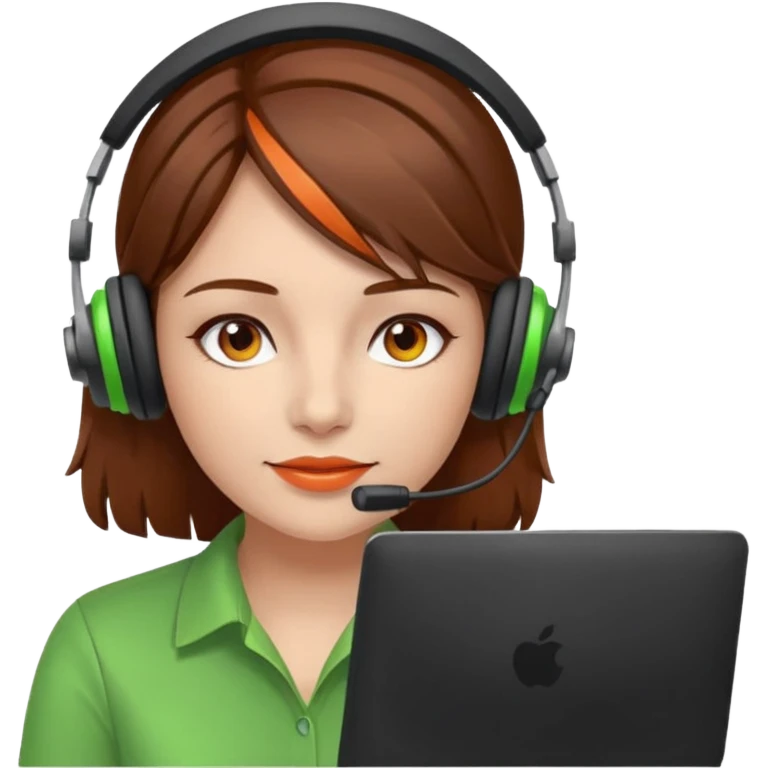 woman, brown hair, wearing a headset. she is controling limits from green, to orange, to red on the computer emoji