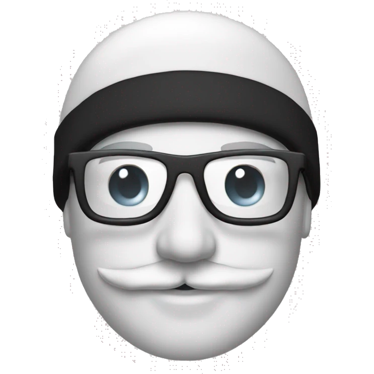 homme blanc sans cheveux avec un bonnet de ski noir des lunettes et une moustache  emoji