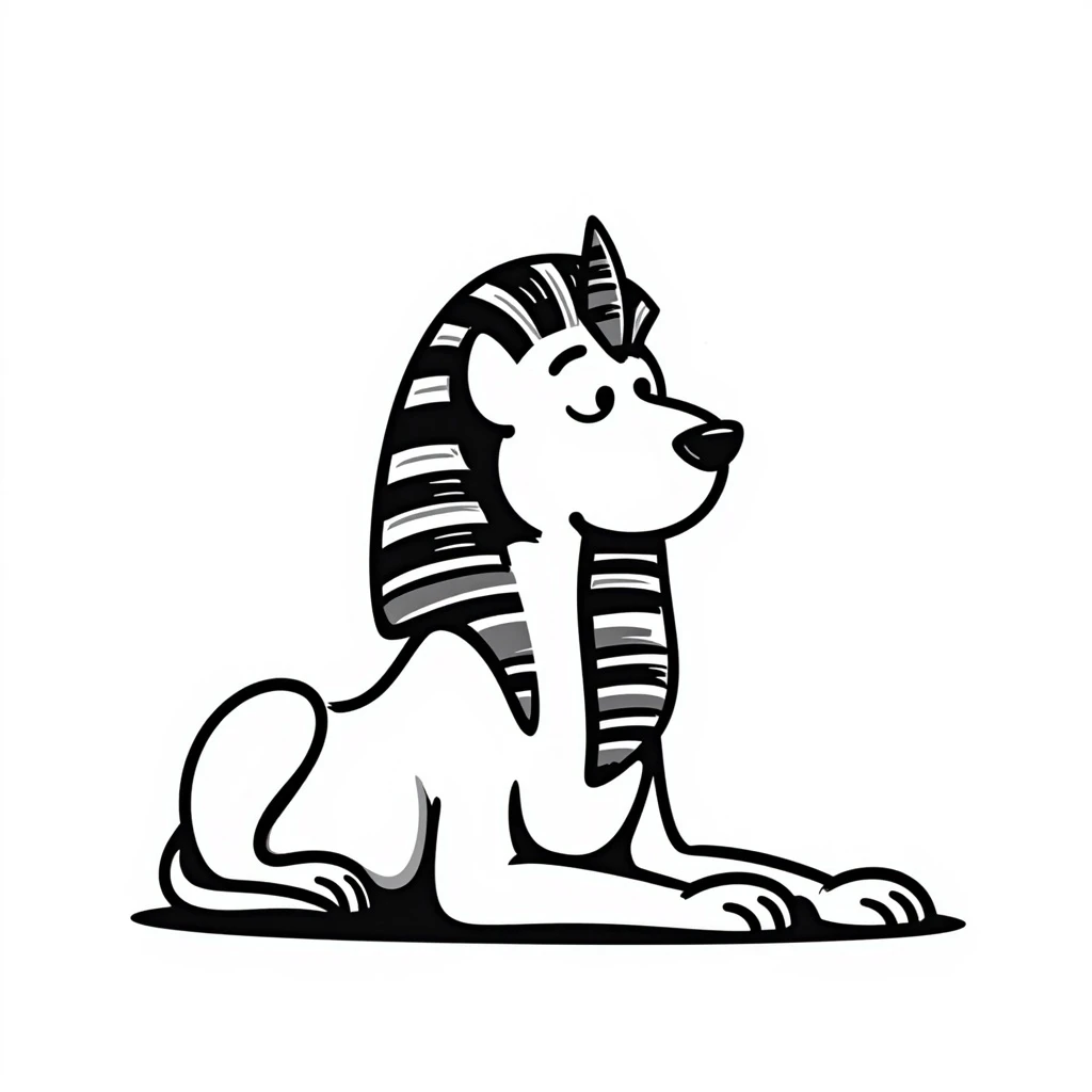 ancient sphinx, black doodle style emoji
