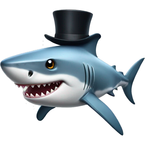 Shark with a top hat emoji