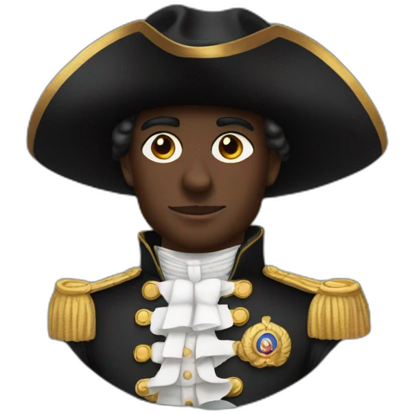 Dark skinned Napoleon wearing hat looking confident emoji