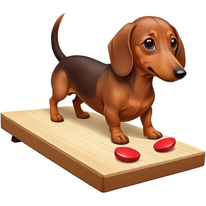 Wiener dog playing cornhole emoji