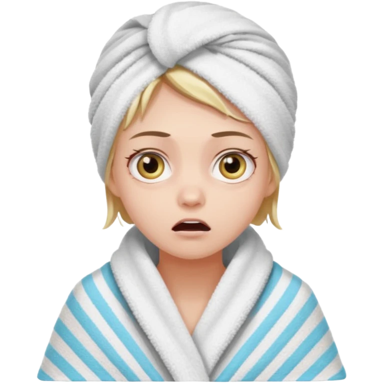 scared clean girl with bath towels emoji