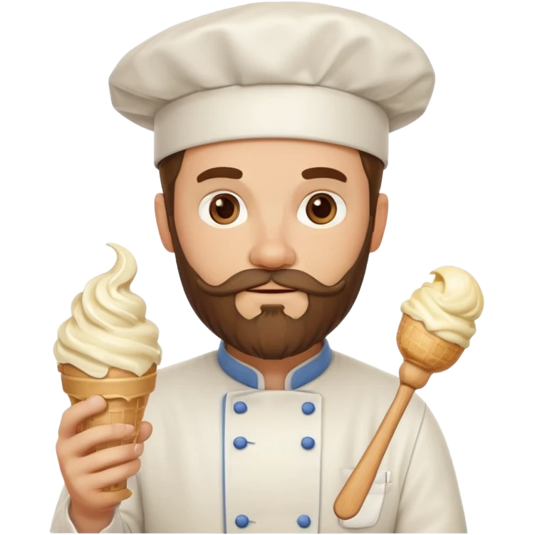 bearded chef holding ice cream emoji