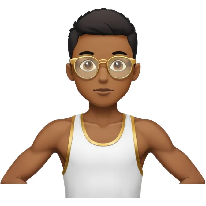 skinny black boy athlete in stringer with gold glasses emoji