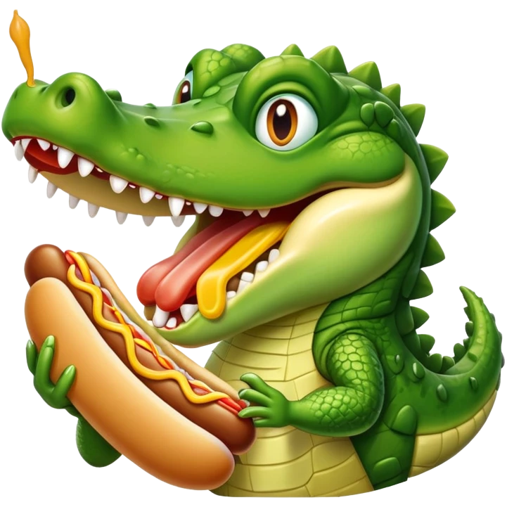 Crocodile eating hot dog  emoji