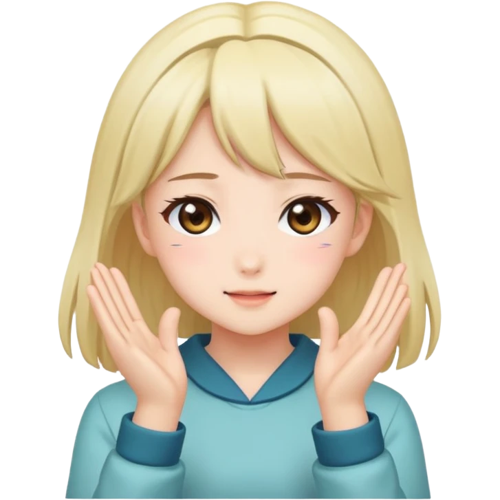 Anime girl clapping cheeks emoji
