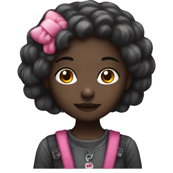 Dark girl with hello kitty emoji