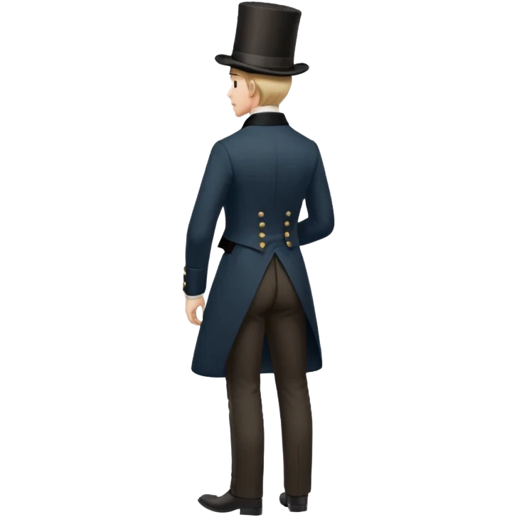 dapper 1800s man with top hat, full body, standing, back view emoji