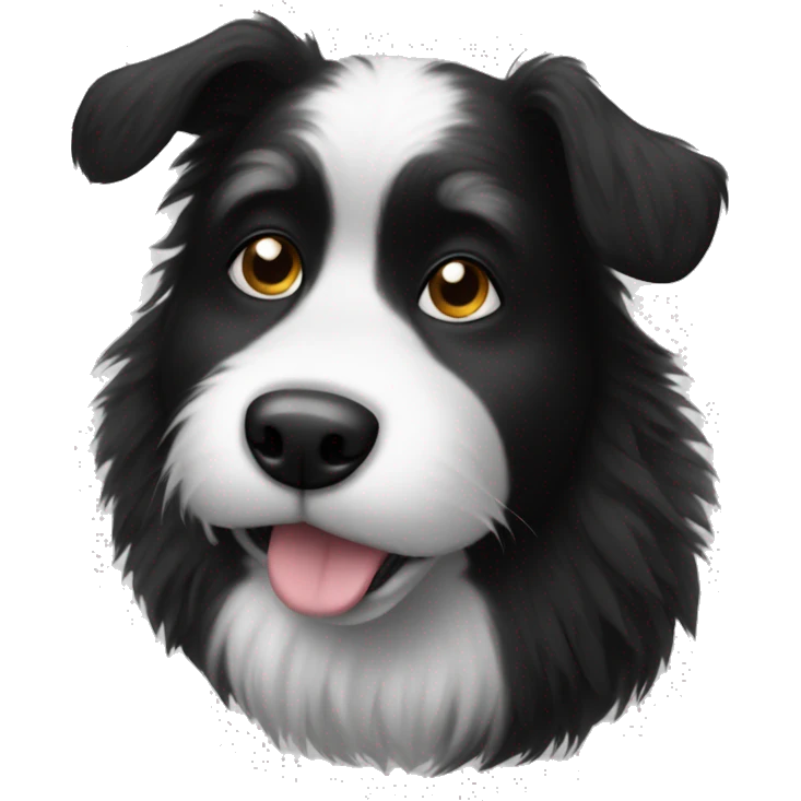 Fuzzy black and white dog emoji