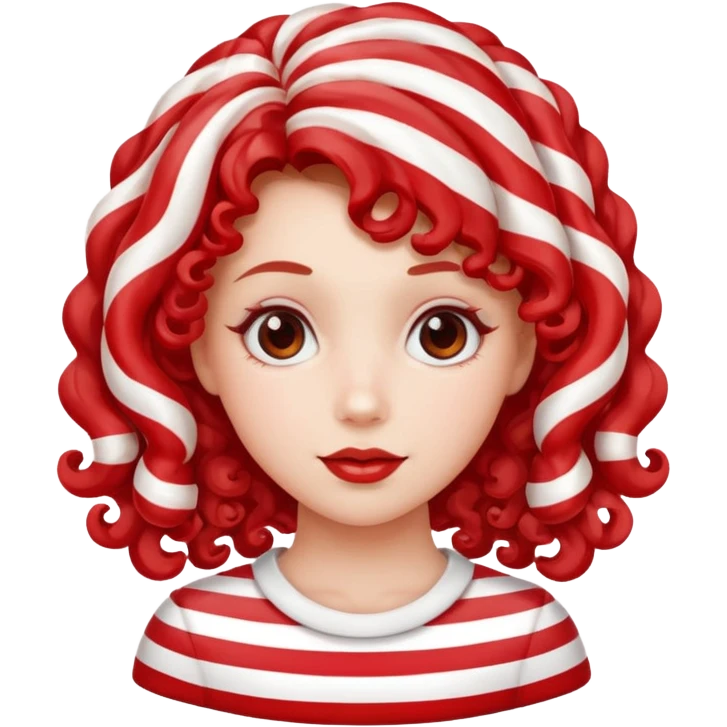 girl with hair made out of candy peppermint emoji