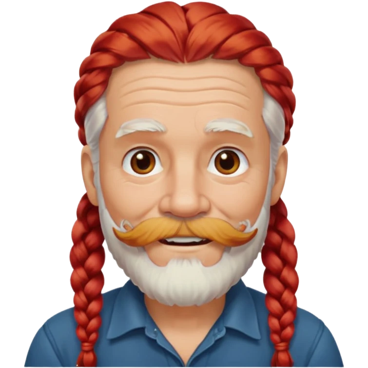 very old, white bearded and white mustached, red long haired, braided, earringed emoji