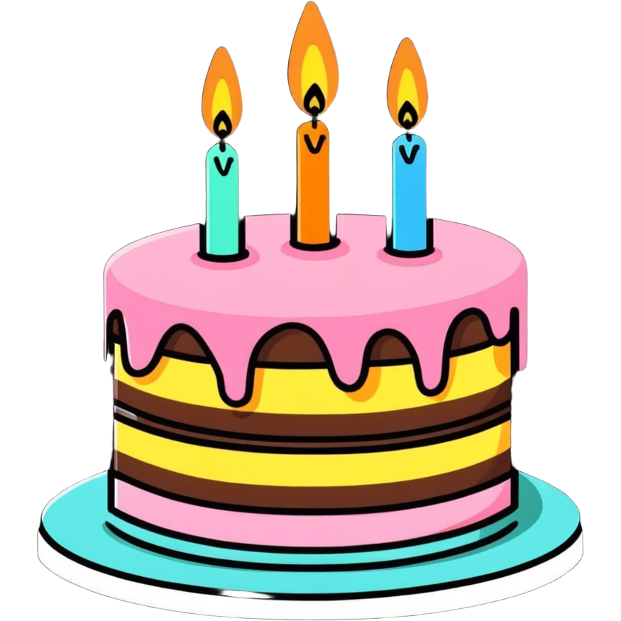 Um bolo de aniversário com o nome Dinis emoji