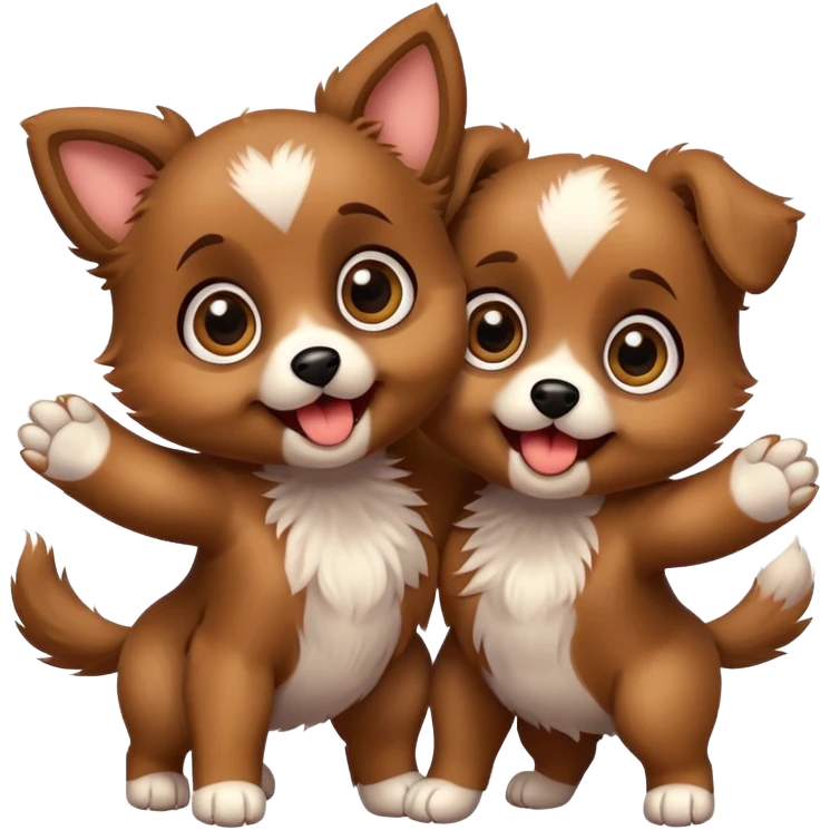 Two puppy best friends super super cute and excited emoji