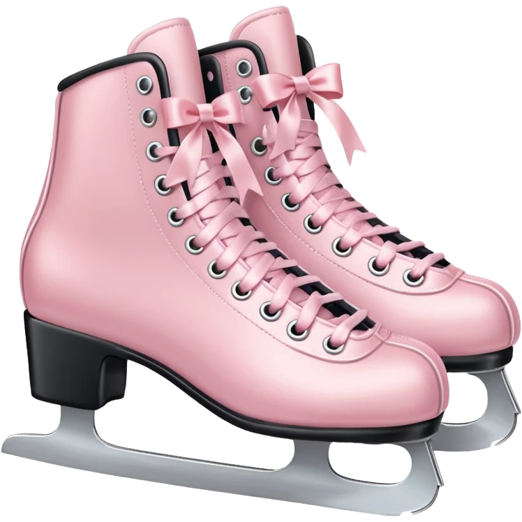 two pastel pink ice skates with bows emoji