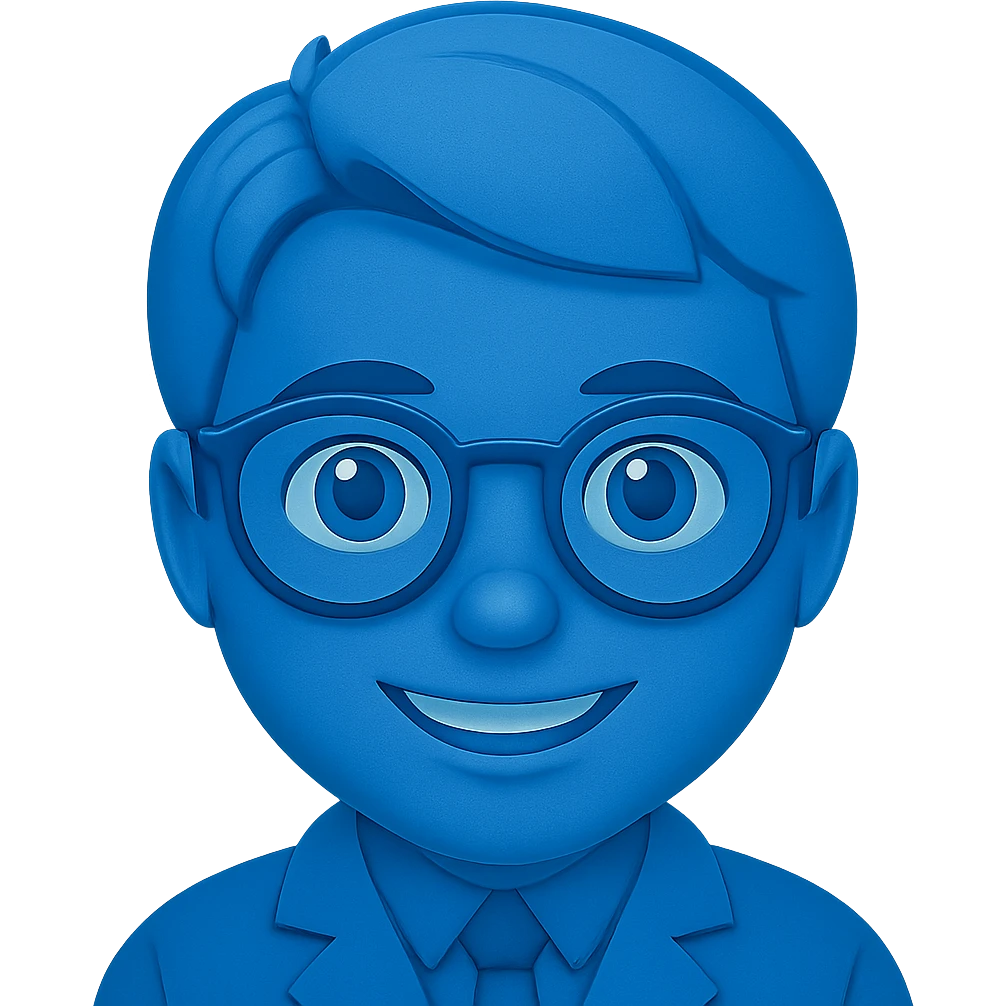 An eye doctor emoji in emoji style with a blue color emoji