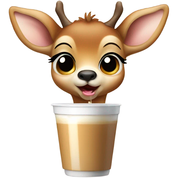 Baby deer drinking iced coffee emoji