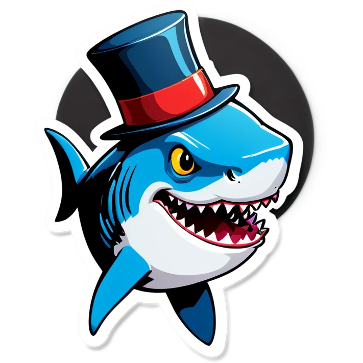 Shark with a top hat emoji