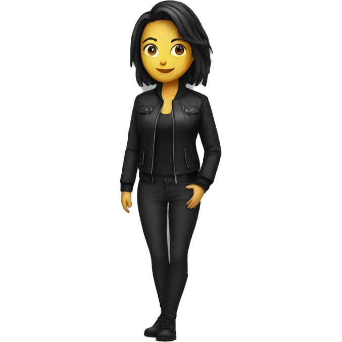 cool woman in black jacket emoji
