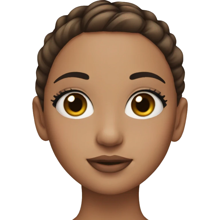 girl with brown hair in bun hazel eyes with eyeliner and eyelashes emoji