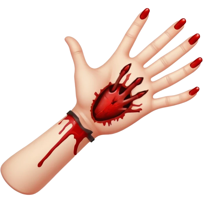 bloody hand, wounded, small wound emoji