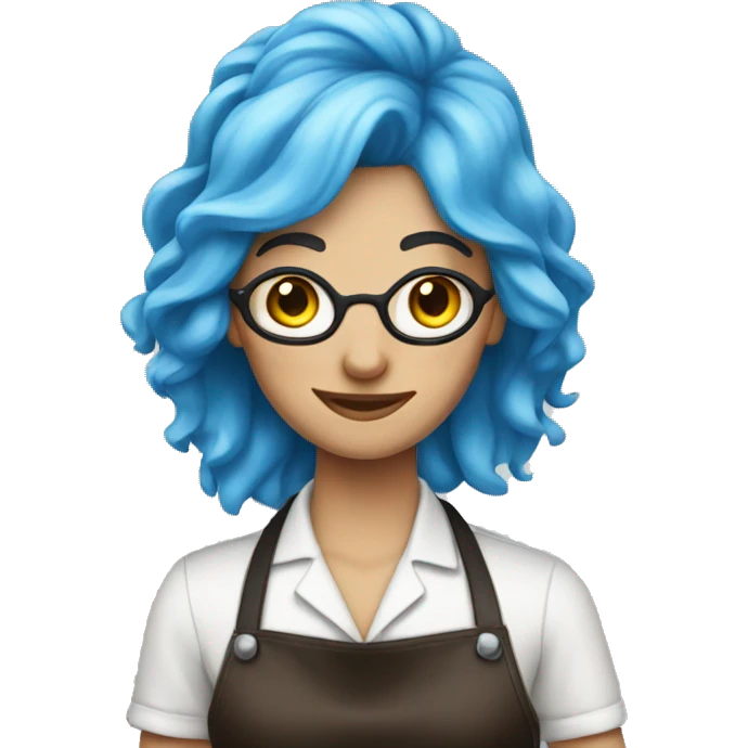 Blue hair barista  emoji