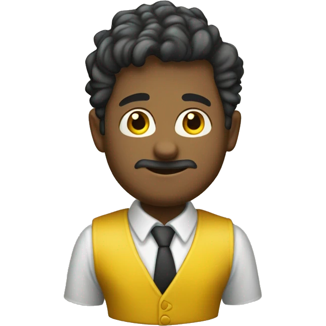 chico con chaleco amarillo refectante y corbata emoji