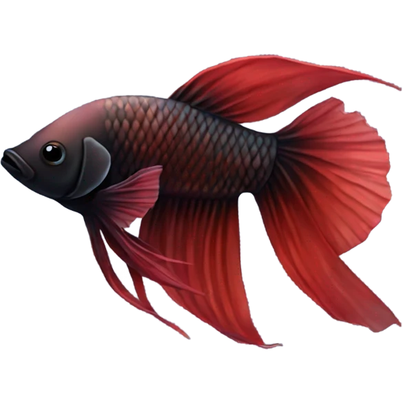 Black betta fish short fins and redish tones emoji
