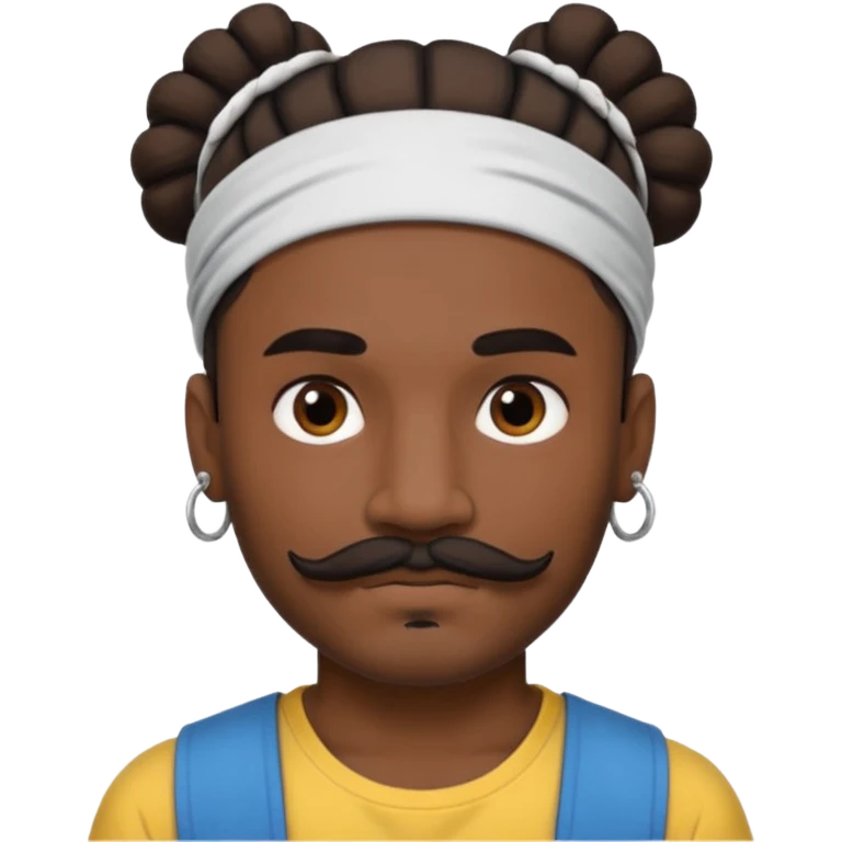 bun hair man and mustache and face tattoos very heavy and headband emoji