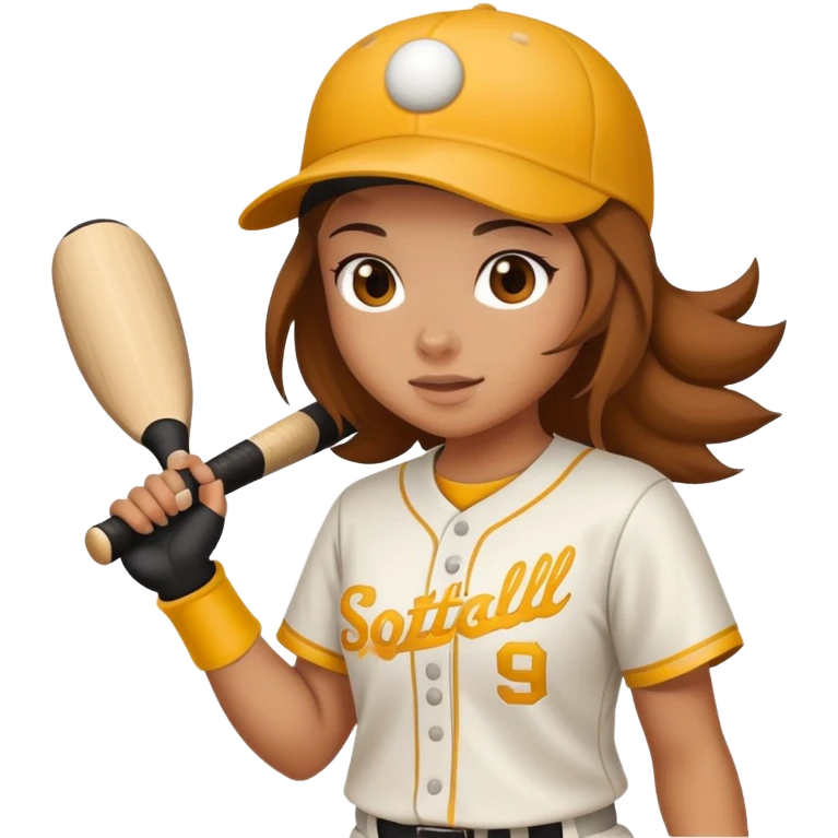 Cute girls playing softball emoji