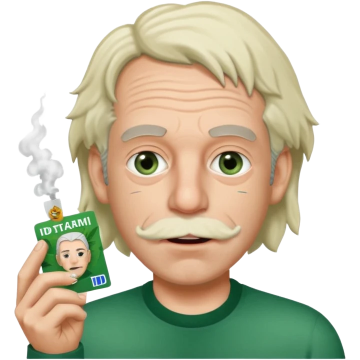 Make an emoji of Epstein, but hes foaming at the mouth and absolutely TWEAKING. Also smoking grass and showing his ID card emoji