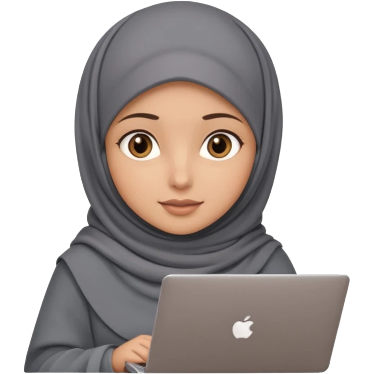 A girl wearing a gray hijab and with hazel eyes is carrying a laptop, not a laptop, just a regular laptop. emoji