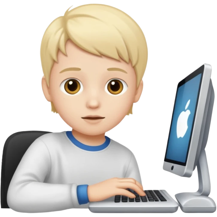 a white child programs on a computer emoji