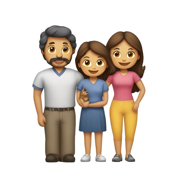 Familia de hombre, mujer y un gato emoji