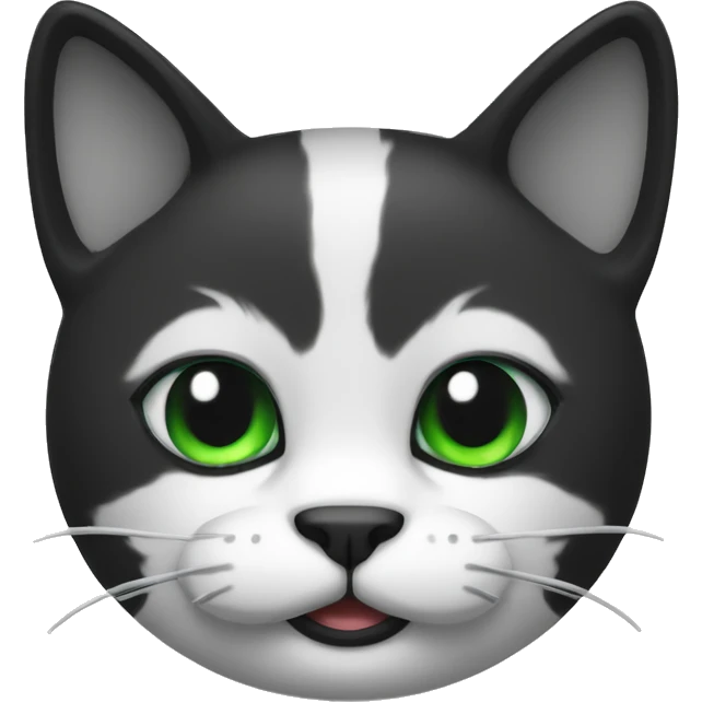 black and white with foncé vert eyes happy cat emoji emoji