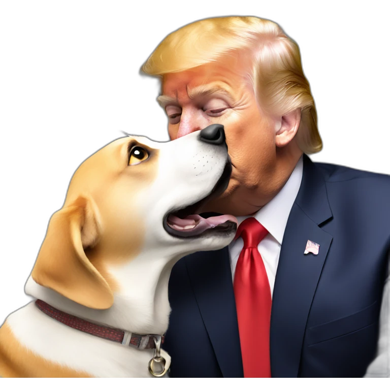 trump kissing a dog emoji