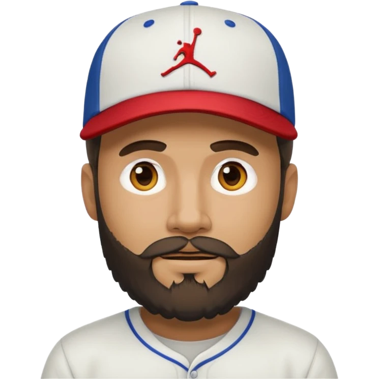 bearded guy wearing a Jordan baseball cap, emoji style emoji