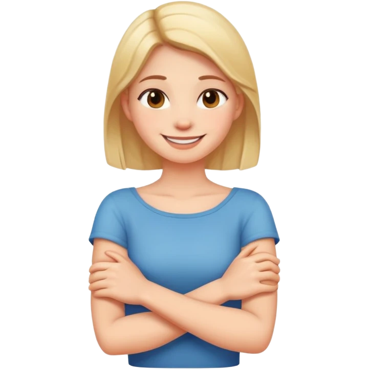 Girl arms crossed around her neck smiling emoji