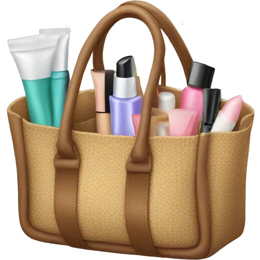 bag with cosmetics sticking out emoji