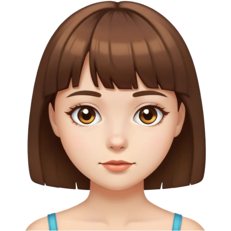 a girl with short brown hair and bangs emoji