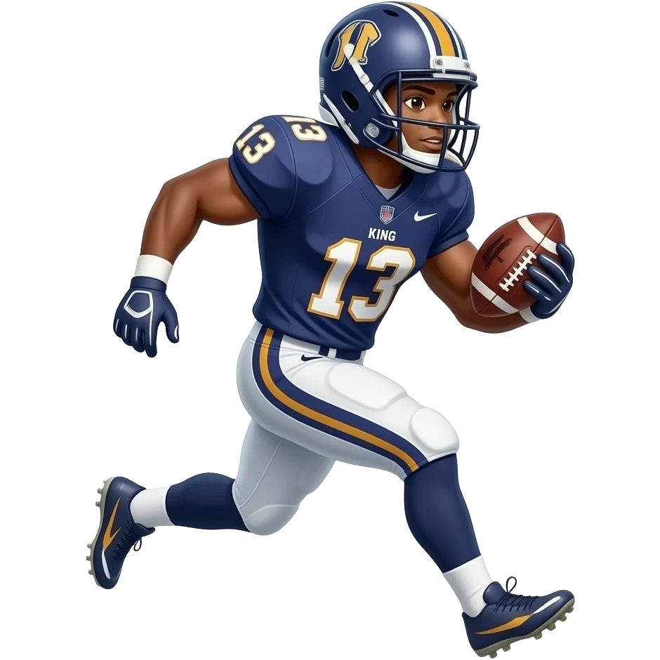 A football player named KING, wears number 13 emoji