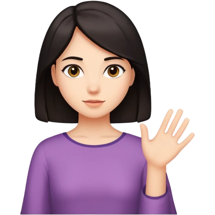 A girl mid length dark hair reaching her shoulders  emoji