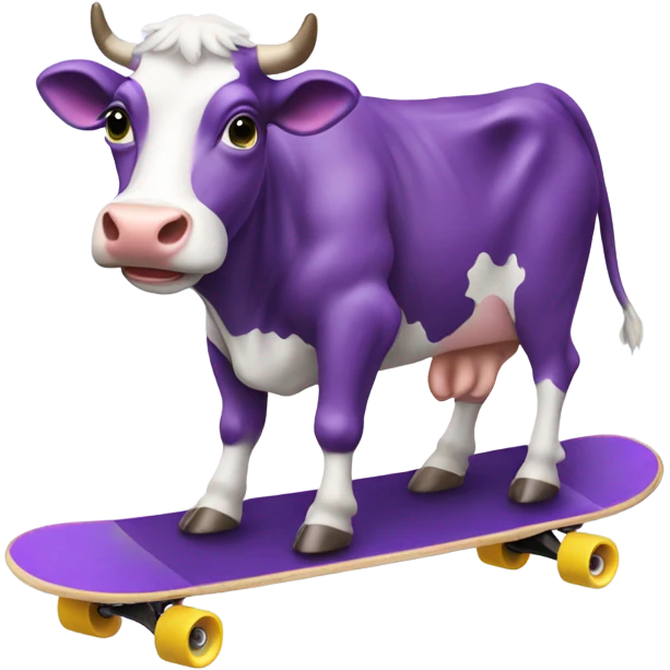 Purple Cow riding a skateboard  emoji