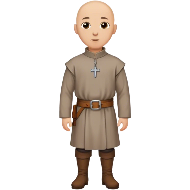 medieval outfit worn by a DnD themed fantasy character. basic wool tunic with a high collar and a simple leather belt. clothes only above the waist. The clothes full waist. The character's haven't arms. character is bald, brown eyes, light-skinned man. emoji