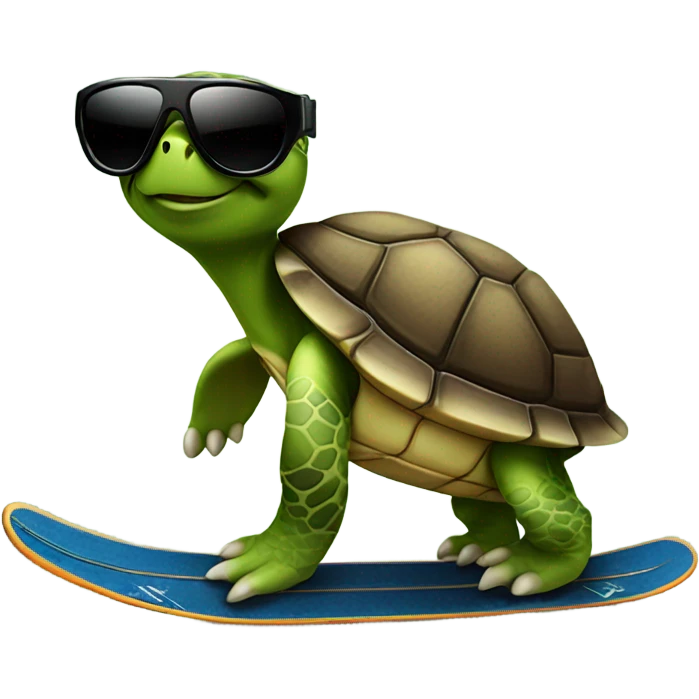turtle on skis rocking sunglasses emoji