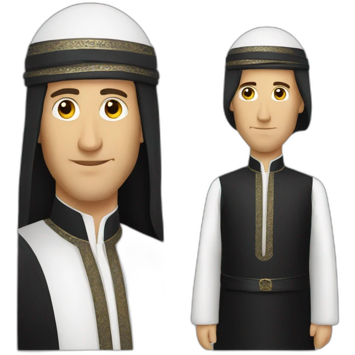 White Man wearing black omani musar emoji