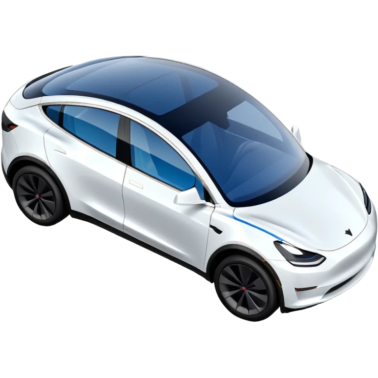 Tesla Model Y parking, seen from above. A blue line shows the planned trajectory emoji