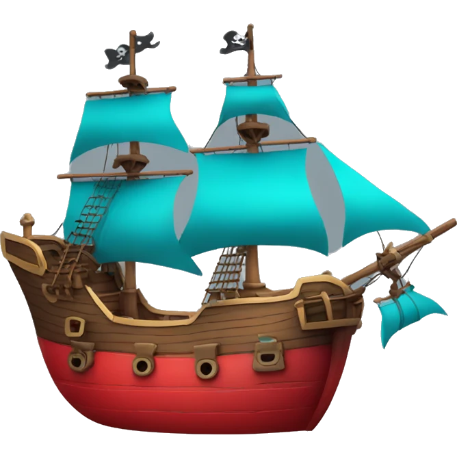 pirate ship in space red and cyan add stars emoji